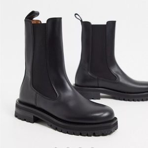 & Other Stories Chunky Leather Boots Size EU 39